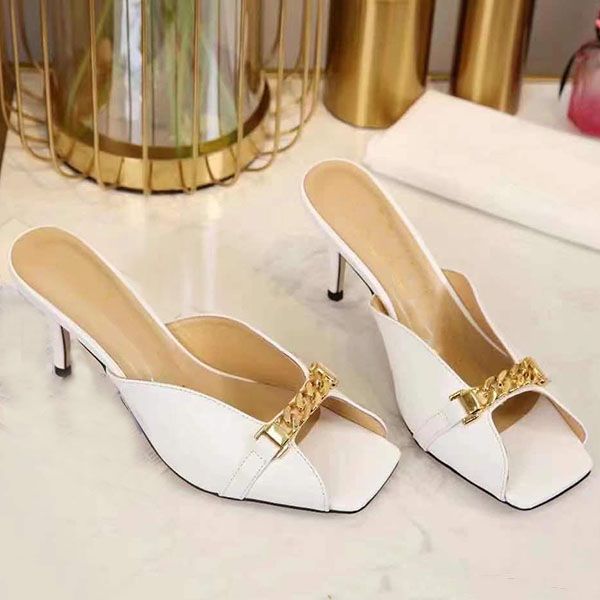 

new-quality women sandal designer sandals high-heeled genuine leather leisure leather shoes slippers 35-42 with box, Black