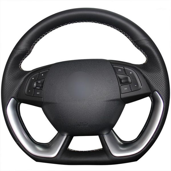 

hand sew black genuine leather car steering wheel cover for ds5 ds 5 ds4s ds 4s1