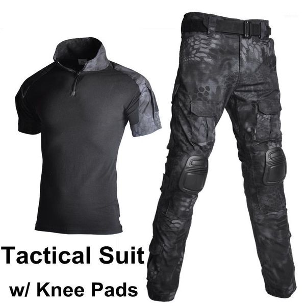 

hunting sets paintball clothing tactical shirt + pants with knee pads camouflage clothes uniform mens camo suits1