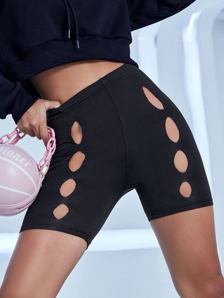 

cut out biker shorts d3vu#, Black