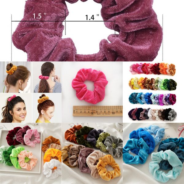 

factoryd7fsscrunchy 48colors solid scrunchie velvet elastic head band hairbands girls hair rope ponytail holder 50pcs/set m574mpf8c