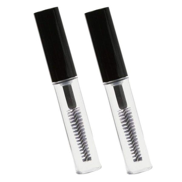 

2pcs 4ml empty plastic mascara bottle eyelash growth liquid bottle lip gloss tube black + transparent