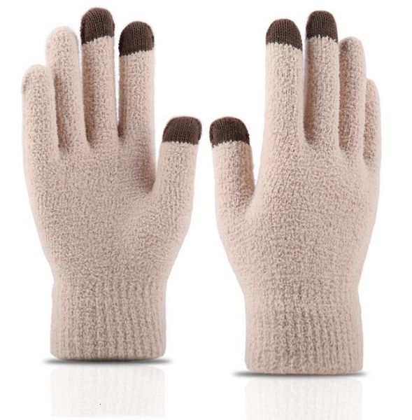 

terry winter coral girls fleece warm telefingers knit five finger sports glove outdoor cycling gloves