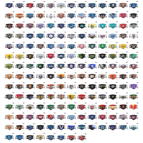 

2020 new fashion sports baseball team logo ice hockey team logo face mask designer 5 layer washable dustproof breathable designer face mask