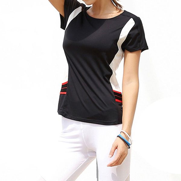 

running fitness short sleeve sports t shirt women gym yoga workout breathable quick-drying lightweight yoga clothes sleeves, White