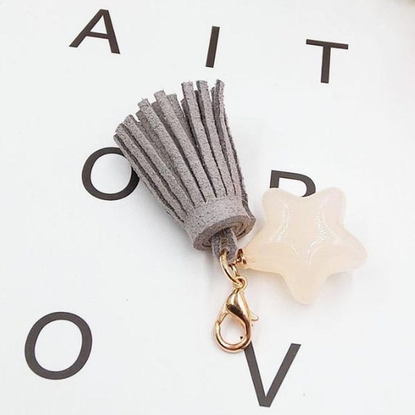 

women casual triple leather tassels with star keychain bag pendant alloy car key chain ring holder jewelry gl5034 h wmtfdx, Silver
