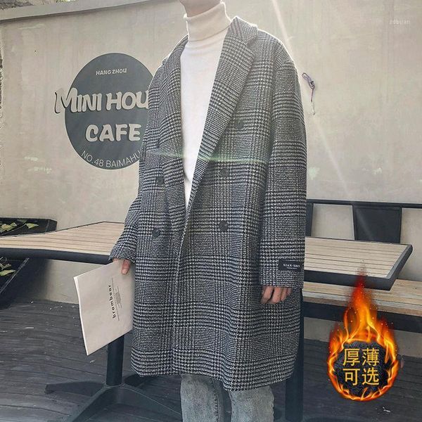 

men's coat 2020 autumn winter new slim solid color long sleeve coat loose casual lapel personality youth men's wear1, Tan;black