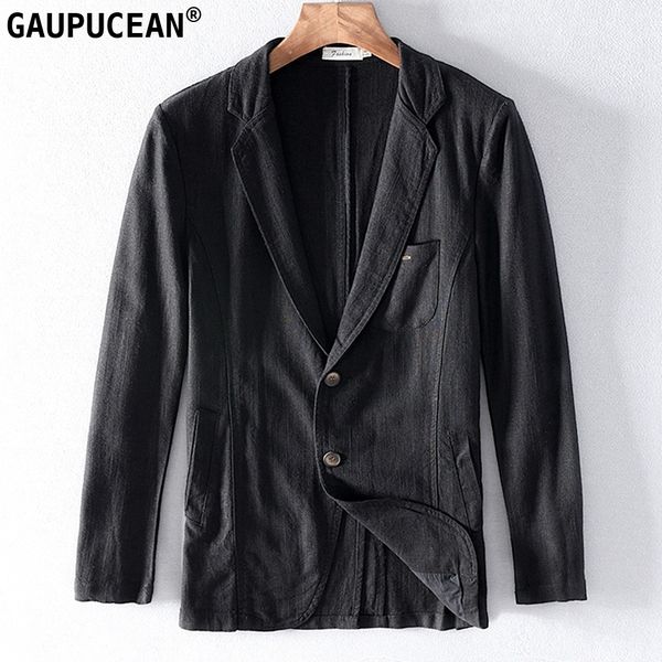 

55% linen 45% cotton breathable anti-static cool man suit jacket quality casual male spring autumn single breasted men blazer 201027, White;black