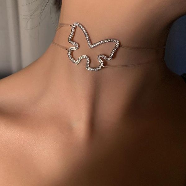 

chokers timeless wonder glam zirconia butterfly chains wrap necklace women jewelry punk ins trendy boho designer party goth 2284, Golden;silver