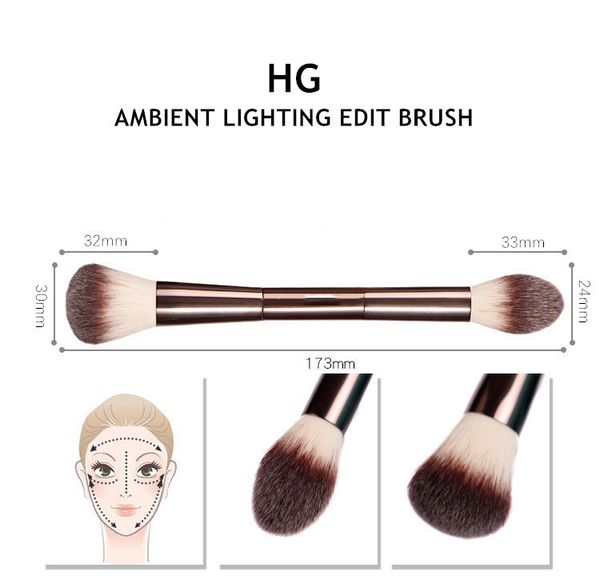 Make-up-Bürsten Hg Umgebungsbeleuchtung Bearbeiten Sie Pinsel Dual-End-Perfektion Pulver Highlighter Blush Bronzer Kosmetikwerkzeuge Q240507