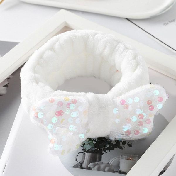 

plush bow cross headbands coral fleece headband elastic hair bands wash face makeup headwrap turban bow sequin hair accessories q bbyssg