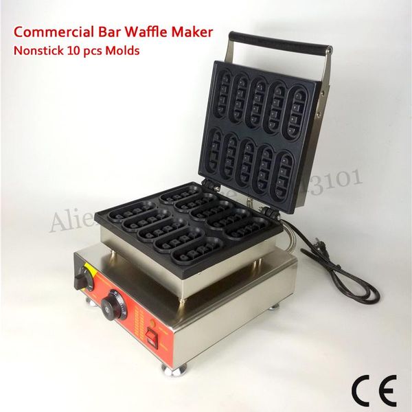 

electric mini bar waffle machine nonstick cooking surface 10 molds 1500w 110v 220v snack street device