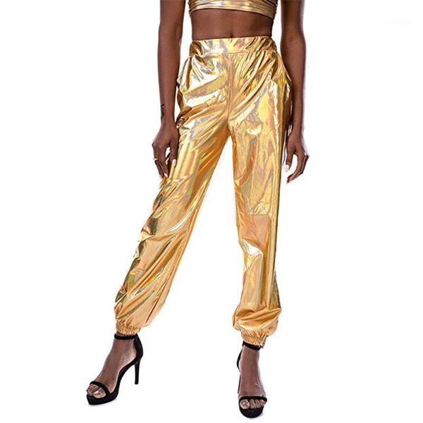 

women´s reflective pants night visibility jogger windbreaker pant casual hip hop dance fluorescent trousers1, Black;white