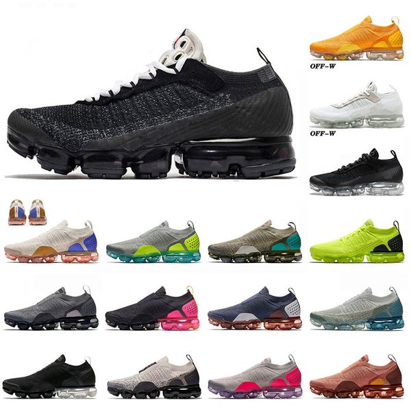 

fly knit womens trainers running shoes vaopr airmax triple black all white off gunsmoke moc mens sports sneakers, White;red