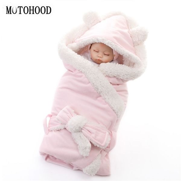 

motohood winter boys girls wrap double layer fleece swaddle sleeping bag for newborns baby bedding blanket kid 201211