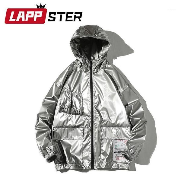 

lappster silver bomber jacket men harajuku 2021 bomber jacket men streetwear jacekts and coats outwear oversized windbreaker1, Black;brown