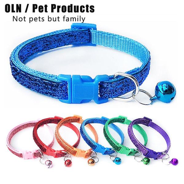 

новый 1 шт. хомут из домашних животных нейлон регулируемая пряжка пэт собака кошки котенка галстук сияние цвет с колокольчиком собаки аксесс