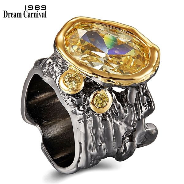 

dreamcarnival1989 very big dazzling gold color zirconia wedding ring women irregular cut band gothic chic dating jewelry wa11756 201218, Silver