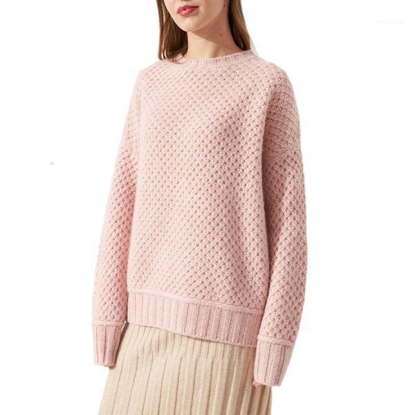 

with round neck beating in winter 2019 pure woolen sweater lazy women warm wind warm tissue loose sweater thick women's jacket1, Black