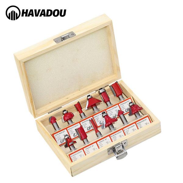 

professional hand tool sets havadou 15pcs/set woodworking milling cutters 1/4''/8mm shank carbide router bit for wood cutter engra