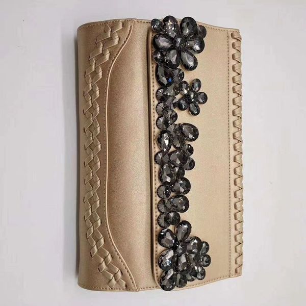 

pu woven cross bodybag classic fashion flower rhinestone ladies shoulder bag multicolor pu ladies handbag