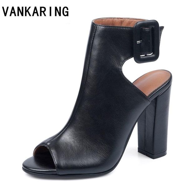 

new brand shoes woman summer boots peep toe high heel shoes spring summer boots short western ankle for women sandals, Black