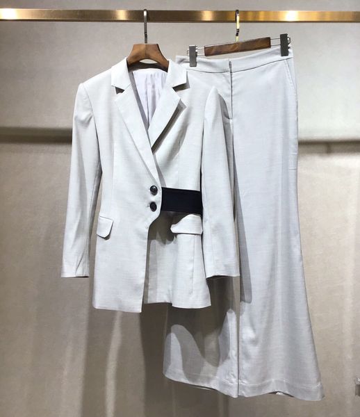 

2020 new ladies fashion suit jacket + wide leg pants 2-piece set 0829 q1215, White
