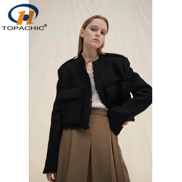

womens wool high end quality autumn winter fashion temperament o-neck long sleeve cardigan coat women, Black