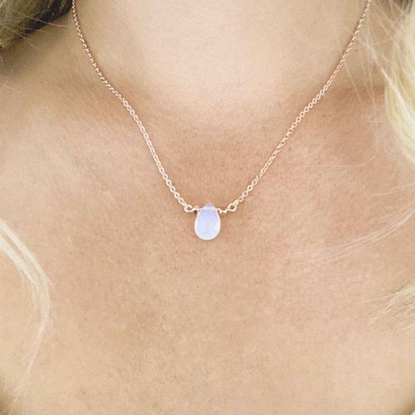 

chokers opalite necklace, moonstone style opal gemstone drop necklace, Golden;silver