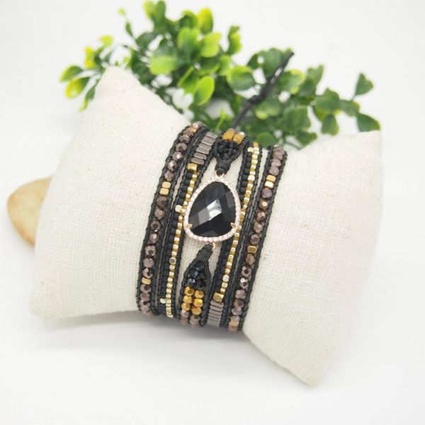 

tennis black onyx boho wrap bracelets for women natural stone hematite mix crystal friendship beads bracelet jewelry 2021 jewellery, Golden;silver