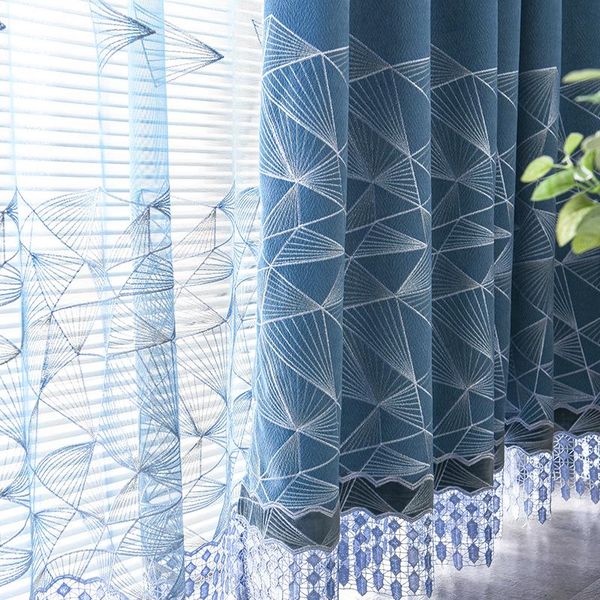 

fashion simple bedroom living room modern embroidered blackout curtains