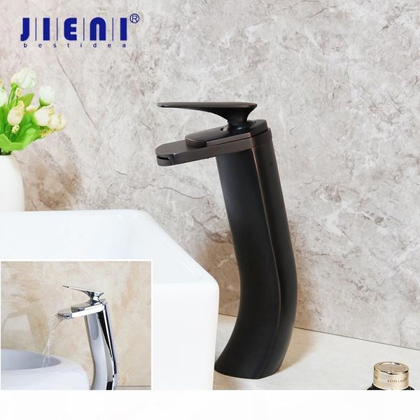 

jieni tall solid brass orb deck mount waterfall spout victory bathroom basin sink mixer tap chrome brass faucet