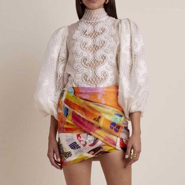 

runway designers 2020 elegant stand collar long sleeve white/black hollow out lace blouses shirts womens1