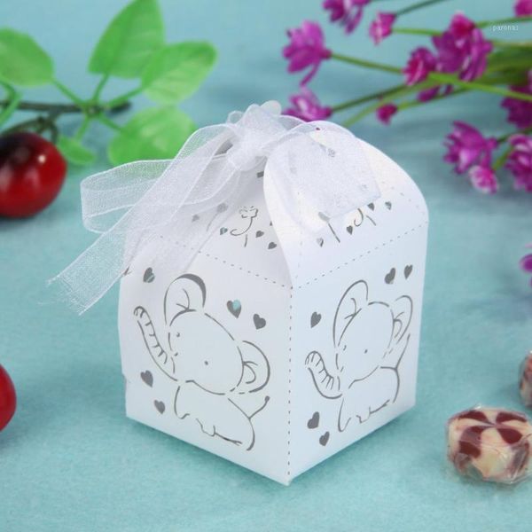

fashionable appearance 10pcs diy romantic elephant laser cut hollow candy box excellent quality with ribbon party favors1