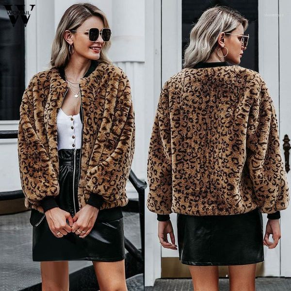 

womail womens coats fashion women velvet leopard print long sleeve thicker outwearjacket coats women abrigo 2020 s-2xl1, Black;brown