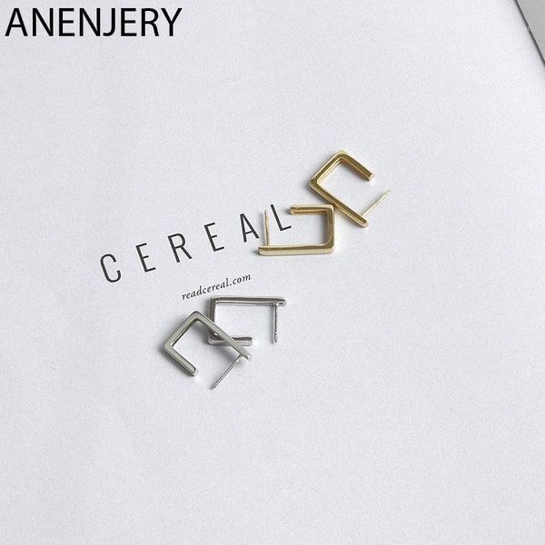 

anenjery minimalist hollow square drop earrings fashion simple metal geometric earrings for female jewelry accessories s-e11771, Silver
