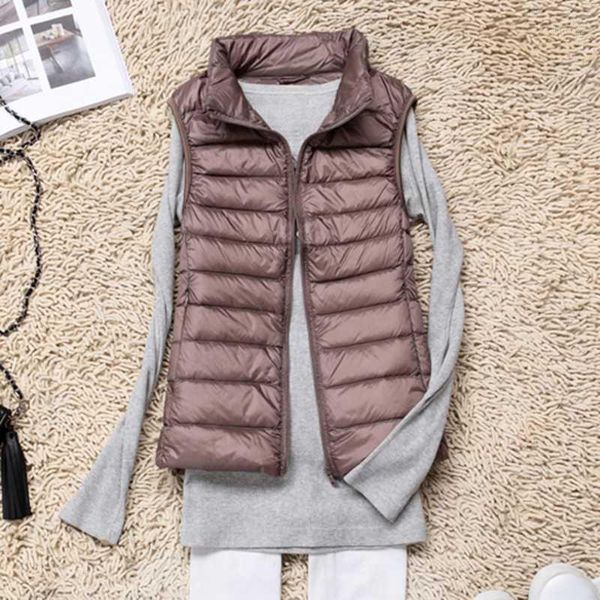 

women's down & parkas autumn white duck women's short vest jacket sleeveless portable office lady women vests coat 2021 spring wai, Black