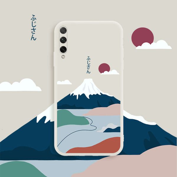 

huawei glory 9x mobile phone shell net red new 9xpro personality creative liquid silicone 9x cool wind fuji mountain ivory white ins wind