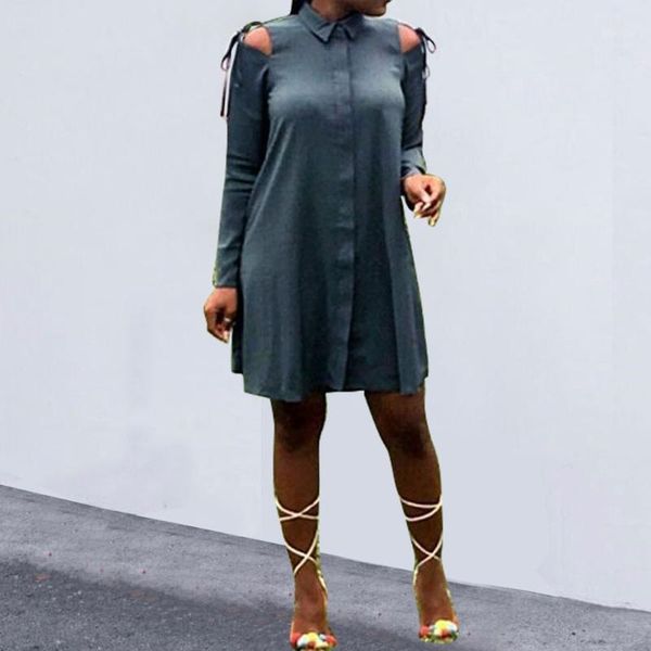 

off shoulder shirt dress women dark green mini dresses office ladies street club fashion casual long sleeve spring 20201, Black;gray