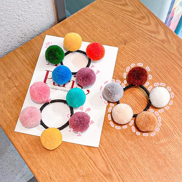 

cute pompom ball elastic hair bands scrunchies for women girls pom ponytail holder rubber gum hair accessories ornaments h jllsqx