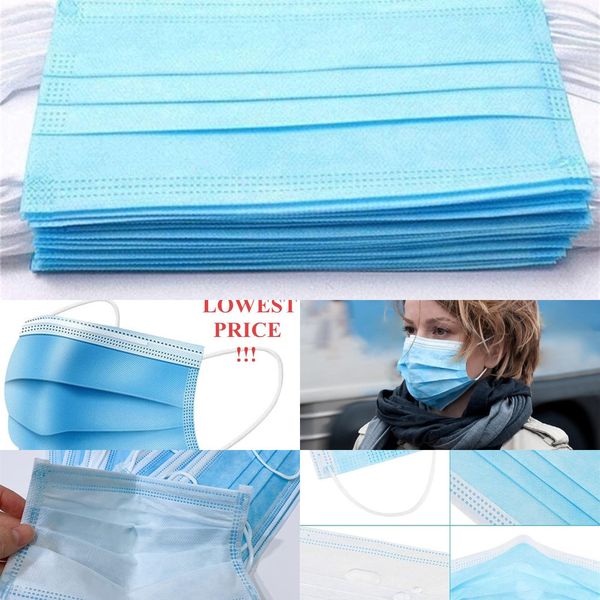 

kjtdays us lowest to price disposable face 3-7 masks with elastic ear loop 3 ply breathable for blocking dust air anti-poll