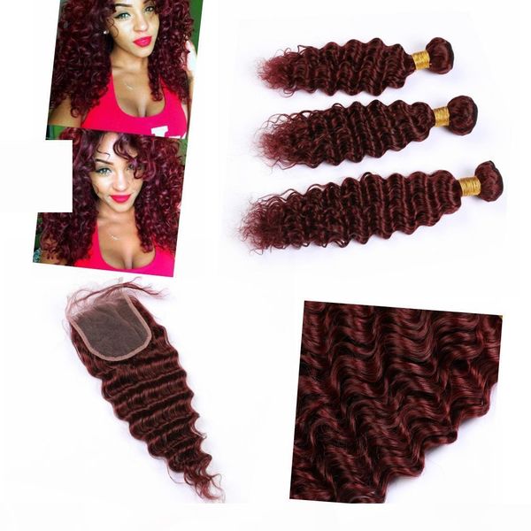 

indian red hair bundles human hair with 99j color red wet and wavy human hair weave bundles deep wavy, Black;brown