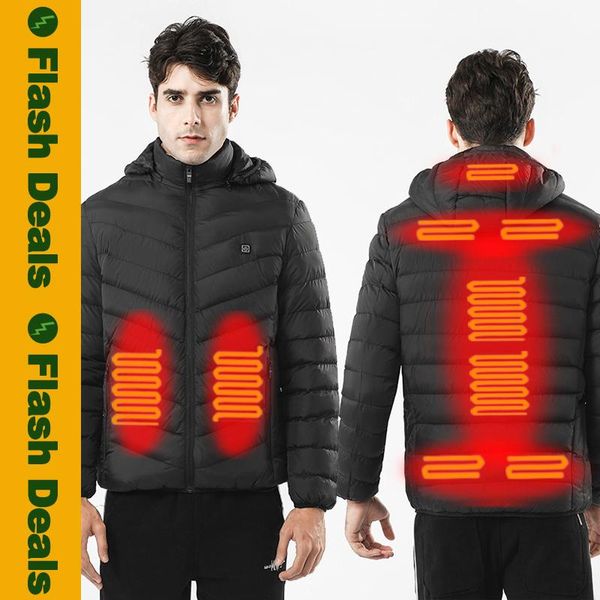 

men's down & parkas heating jacket coat men usb warm male women infrared electric heated outwear winter female hooded thermal jackets c, Black