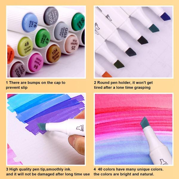 

touchnew 40 цвета алкогольные маркеры художественные маркеры двухместный эскизы для детей для детей взрослые покраски h wmtoqw, Black;red