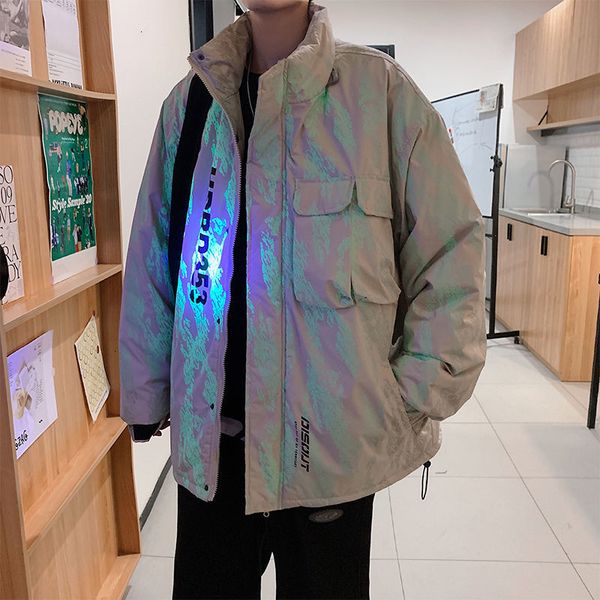 

2021 new algodo-acolchoado masculinas outono inverno nova luminosa roupa de trabalho casuais juventude an3y, Black
