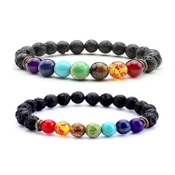 

new 7 chakra bracelet men black lava healing balance beads reiki buddha prayer natural stone yoga bracelet f qyllqq