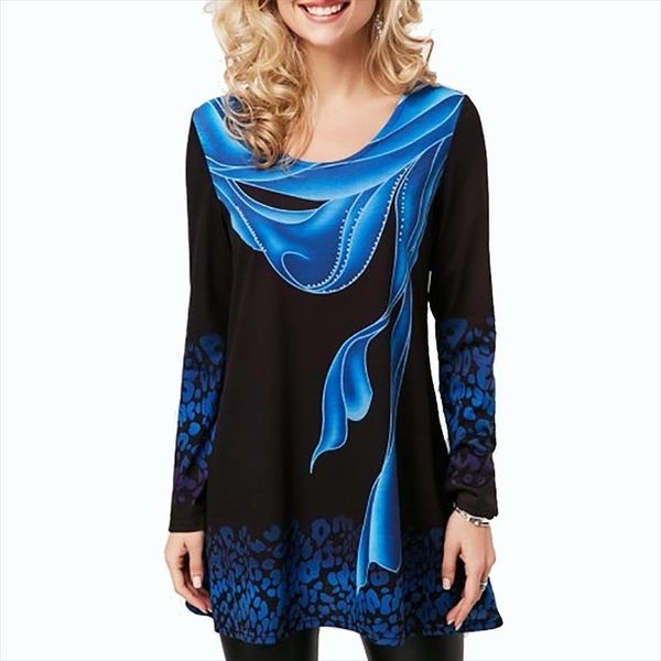 

floral print o neck full sleeve womans blouse shirt plus size 5xl long loose befemale fashion clothing ladies, White