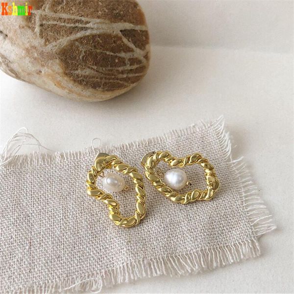 

kshmir 2021 irregular earrings, women's jewelry pearl gold earrings, metal new natural geometric freshwater pearls vintage a2057, Silver