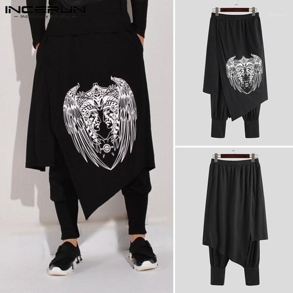 

men's pants incerun plus size men casual drape drop crotch harem punk baggy dancing trousers man gothic style double layer black pants1