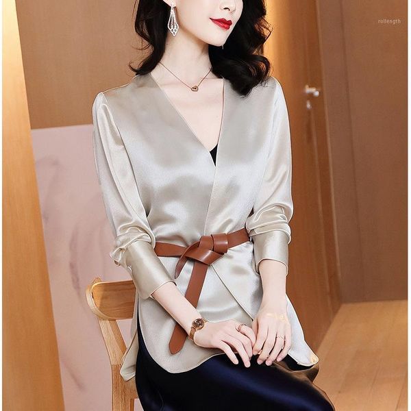 

ewq] 2020 autumn smooth champagne trend ladies thin autumn coat women section version large size long-sleeved ladies blazer1, White;black